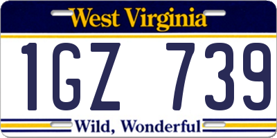 WV license plate 1GZ739