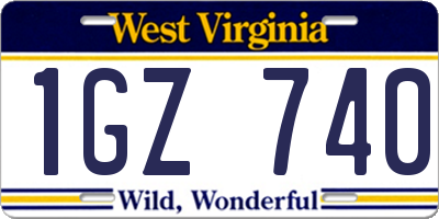 WV license plate 1GZ740