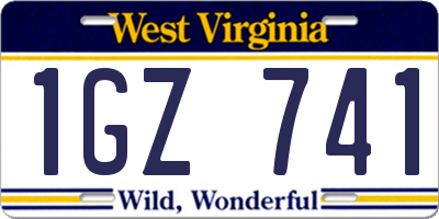 WV license plate 1GZ741