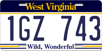 WV license plate 1GZ743