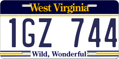 WV license plate 1GZ744