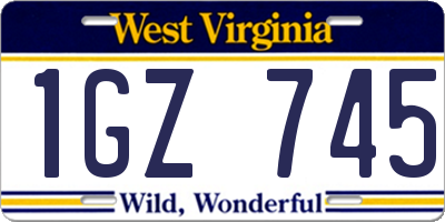 WV license plate 1GZ745