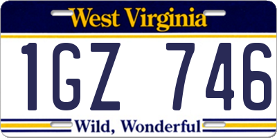 WV license plate 1GZ746