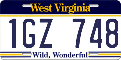 WV license plate 1GZ748