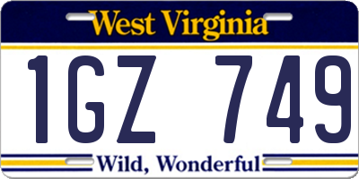 WV license plate 1GZ749