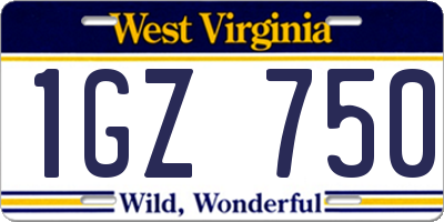 WV license plate 1GZ750
