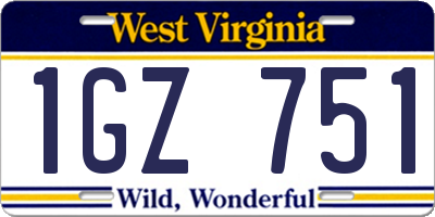 WV license plate 1GZ751