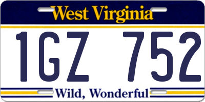 WV license plate 1GZ752
