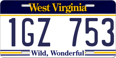 WV license plate 1GZ753