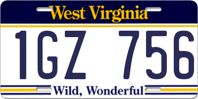 WV license plate 1GZ756