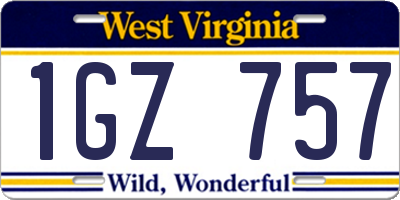 WV license plate 1GZ757
