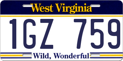 WV license plate 1GZ759