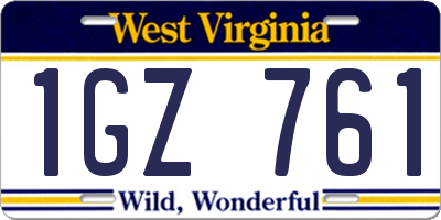 WV license plate 1GZ761