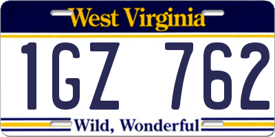 WV license plate 1GZ762