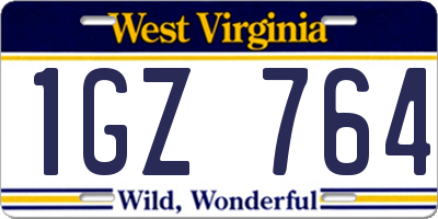 WV license plate 1GZ764