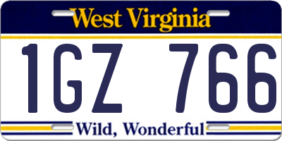 WV license plate 1GZ766