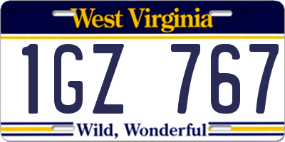 WV license plate 1GZ767