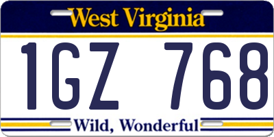 WV license plate 1GZ768