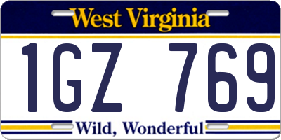 WV license plate 1GZ769