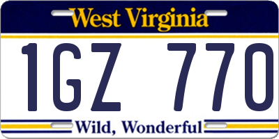 WV license plate 1GZ770