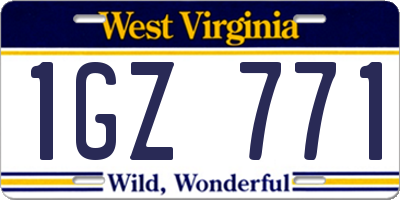 WV license plate 1GZ771