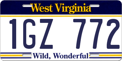 WV license plate 1GZ772