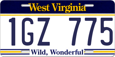 WV license plate 1GZ775