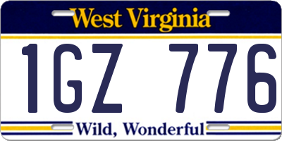 WV license plate 1GZ776