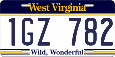 WV license plate 1GZ782