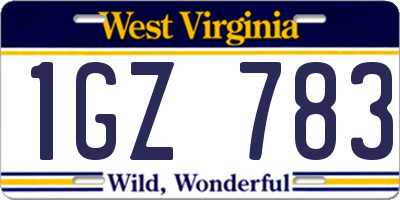 WV license plate 1GZ783