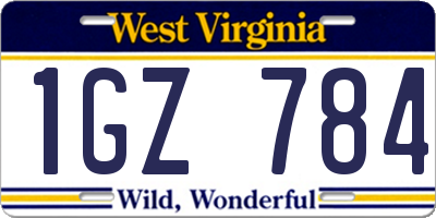 WV license plate 1GZ784