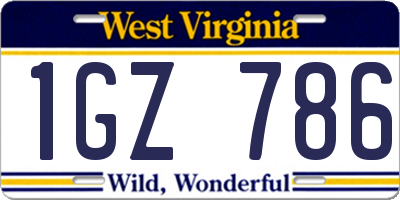 WV license plate 1GZ786