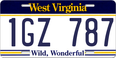 WV license plate 1GZ787