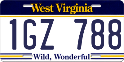 WV license plate 1GZ788
