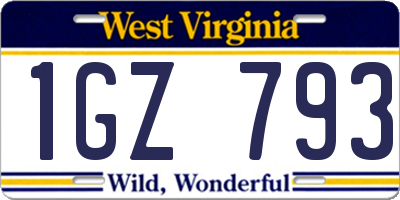 WV license plate 1GZ793
