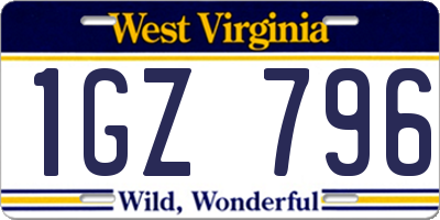 WV license plate 1GZ796