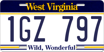 WV license plate 1GZ797