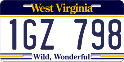 WV license plate 1GZ798