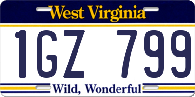 WV license plate 1GZ799