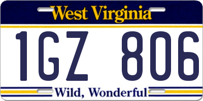 WV license plate 1GZ806