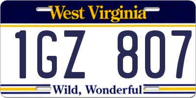 WV license plate 1GZ807