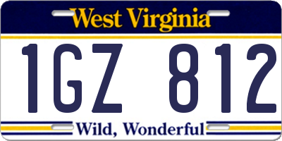 WV license plate 1GZ812