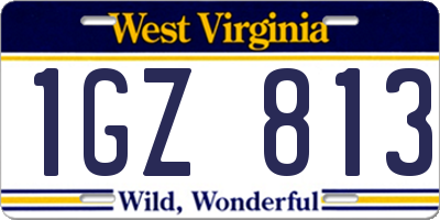 WV license plate 1GZ813