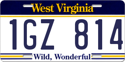 WV license plate 1GZ814