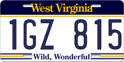 WV license plate 1GZ815