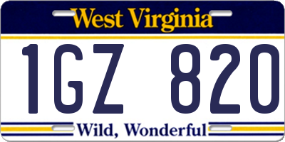 WV license plate 1GZ820