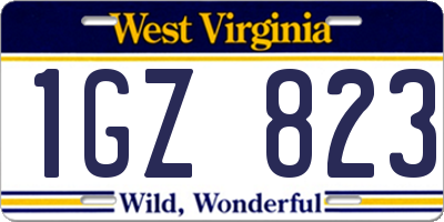 WV license plate 1GZ823
