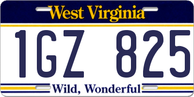 WV license plate 1GZ825
