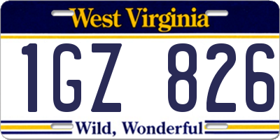 WV license plate 1GZ826