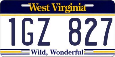 WV license plate 1GZ827